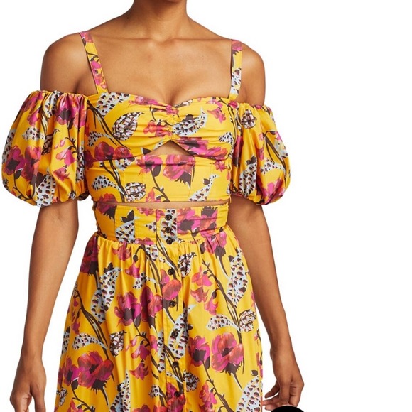 NWT A.L.C. Melody Off-The-Shoulder Floral Crop Top - Picture 2 of 7